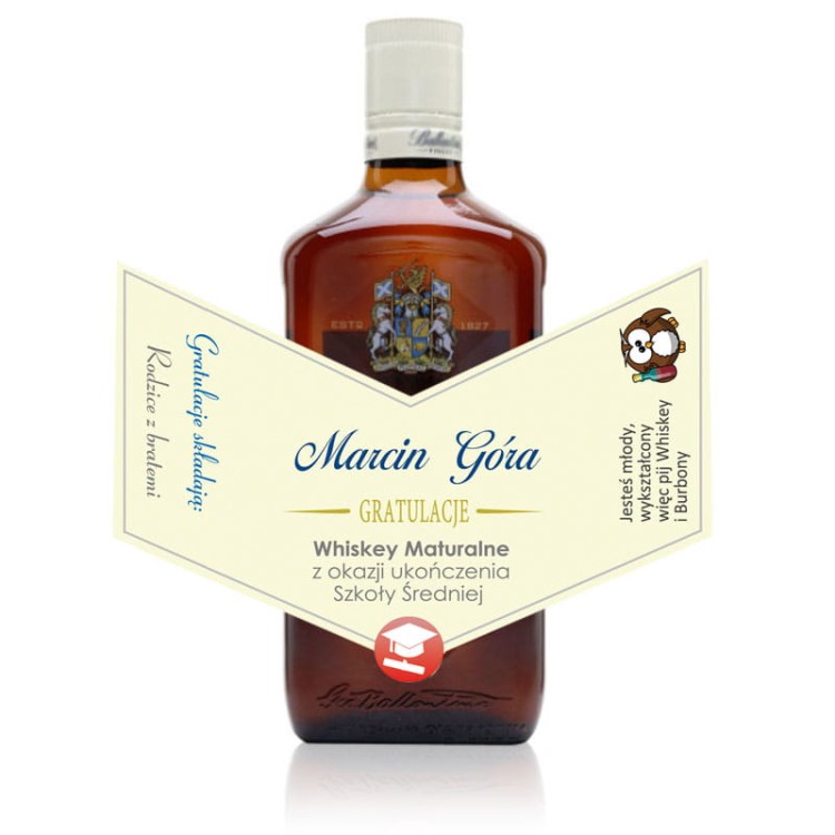 Etykieta personalizowana Ballantines dla maturzysty