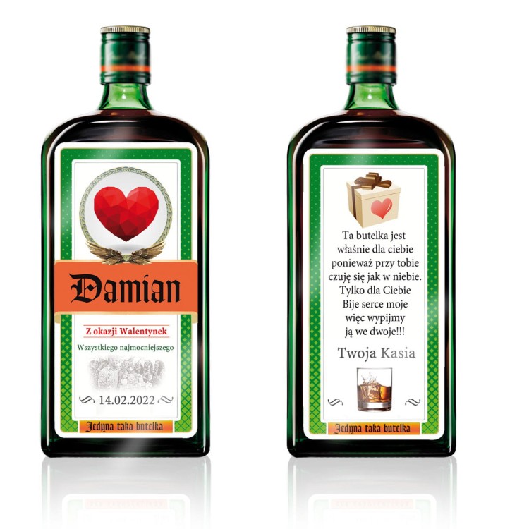 Etykieta na Jegermeister na Walentynki