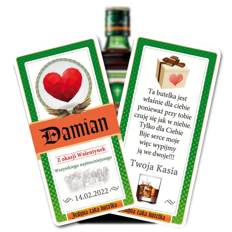 Personalizowana etykieta JAGER z okazji Walentynek