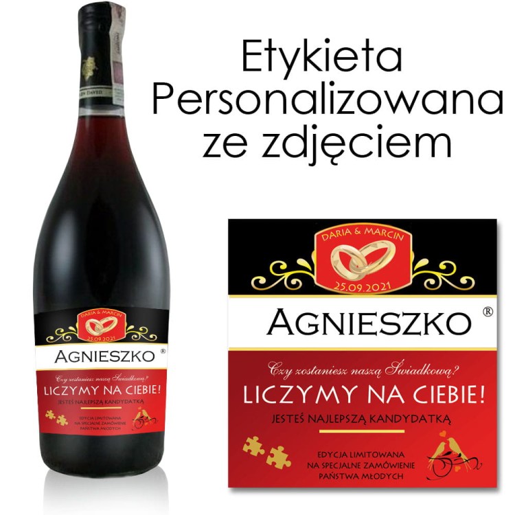 Etykieta na wino dla Świadkowej - prośba o bycie świadkową na ślubie