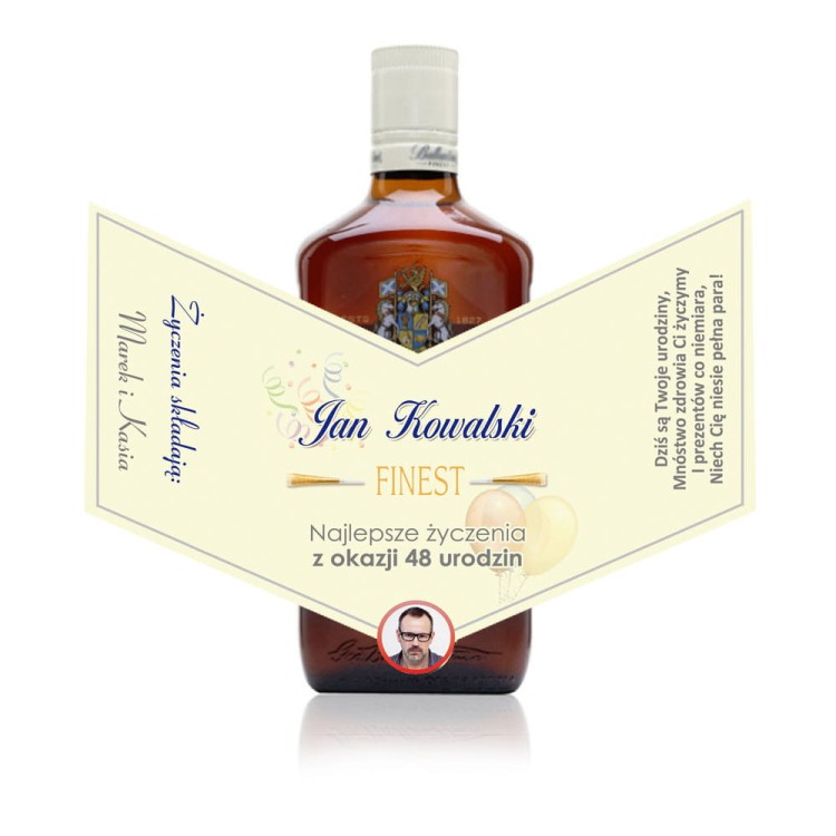Etykieta personalizowana na whiskey Ballantines