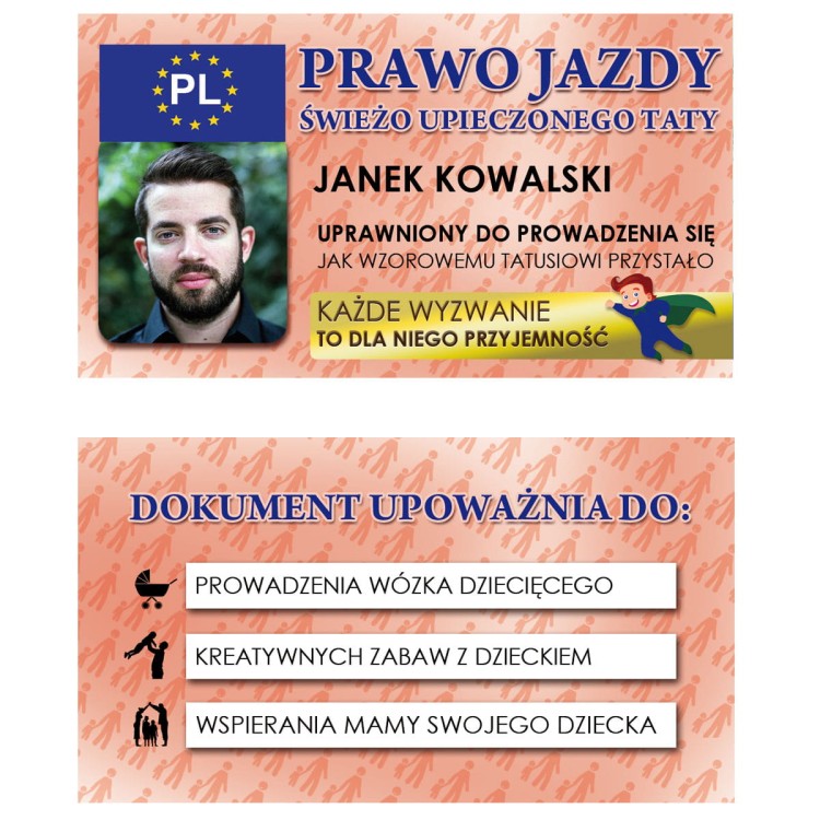 Prezent z okazji Zostania Tatą - prawo jazdy pesonalizowane