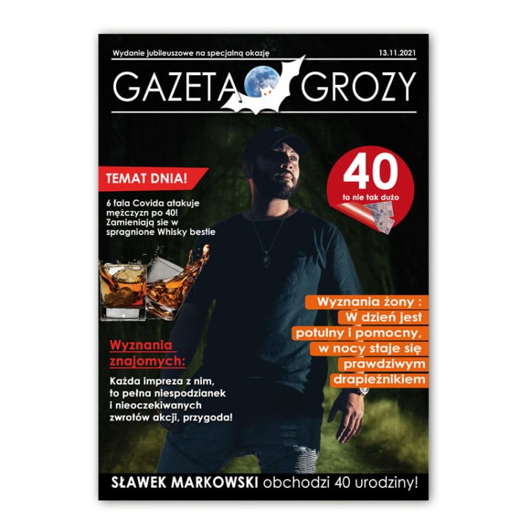 Personalizowana okładka gazety Gazeta Grozy na urodziny
