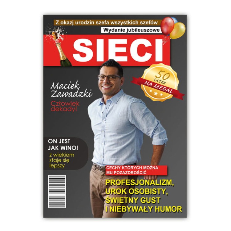 Personalizowana okładka gazety w sieci na urodziny