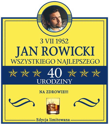 Etykieta urodzinowa z personalizacją na Metaxa