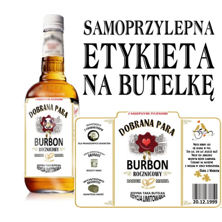Etykieta personalizowana Jim Beam - z okazji Rocznicy Ślubu