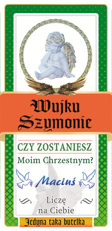 Etykieta na Jagera z Prośbą dla Chrzestnego