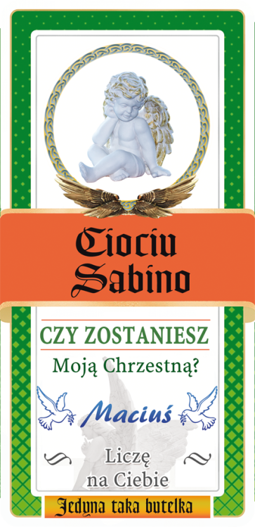 Etykieta na Jagera z Prośbą dla Chrzestnej