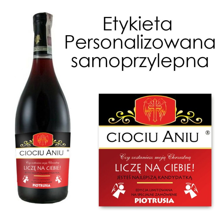 Wyjątkowa prośba o zostanie chrzestną - etykieta na wino