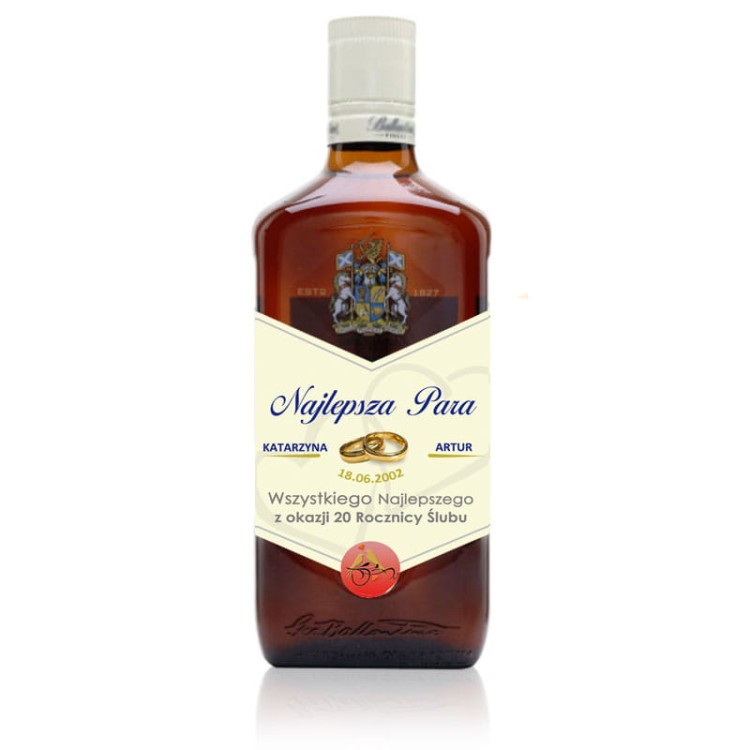 Personalizowana etykieta na whiskey Ballantines - Rocznica Ślubu