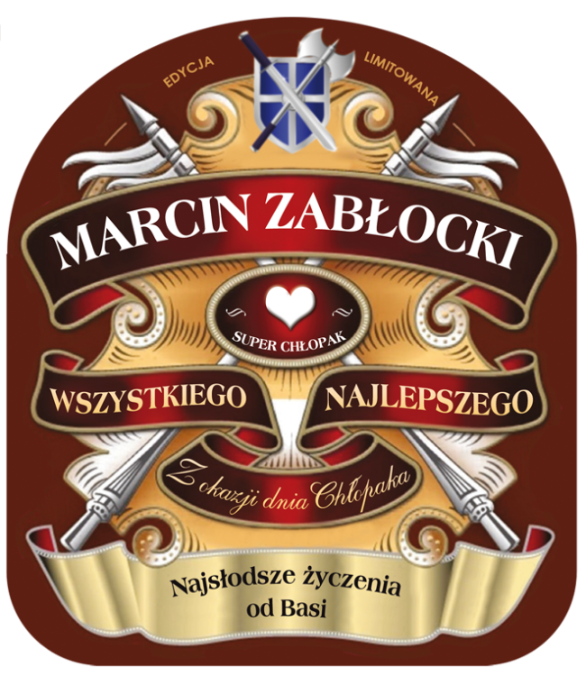 Etykieta z personalizacją na dzień chłopaka - whisky Chivas