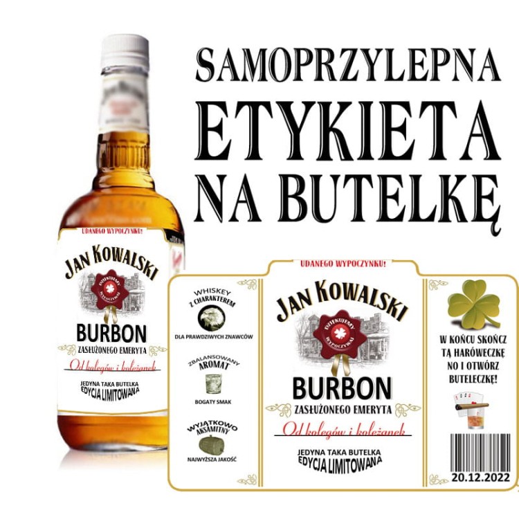 Prezent dla emeryta - Etykieta personalizowana na JIM BEAMa