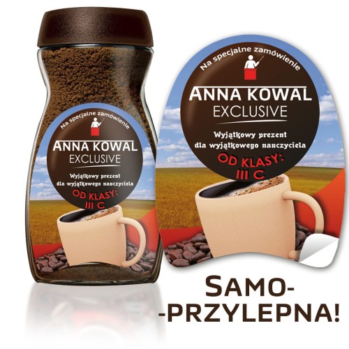 Etykieta personalizowana na kawę z okazji Dnia nauczyciela