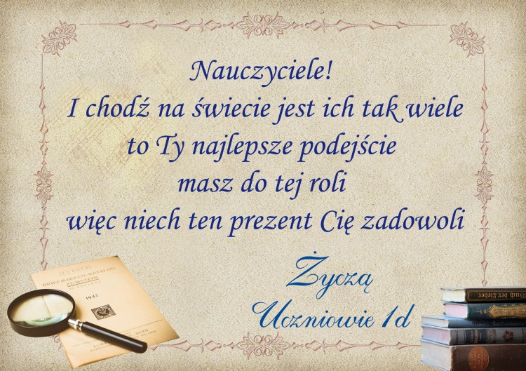Okładka gazety z dedykacją dla nauczyciela