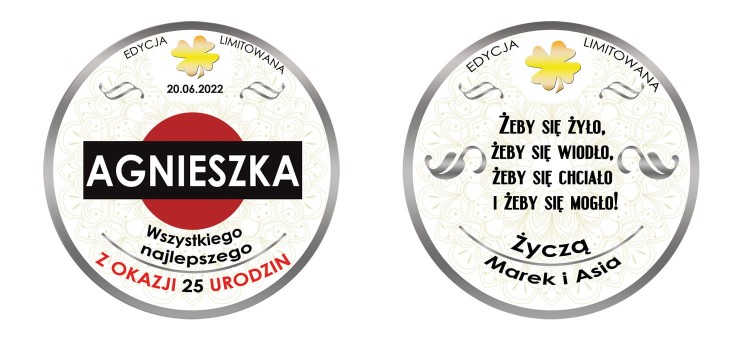 Etykiety personalizowane na Martini z okazji urodzin