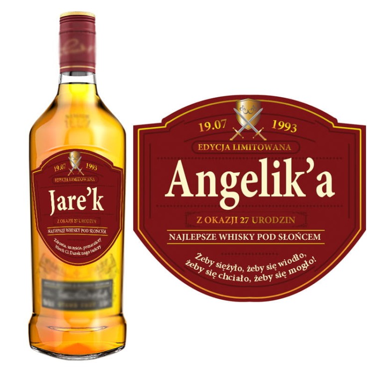 Etykieta personalizowana Grant's - z imieniem i życzeniami urodzinowymi