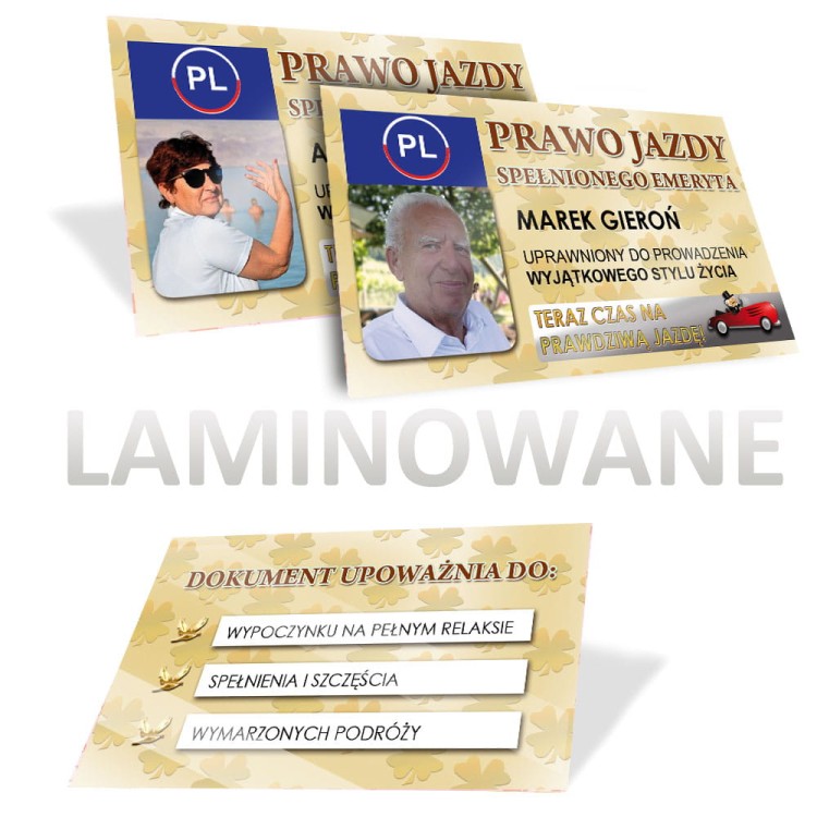 Prezent dla osoby przechodzącej na emeryturę - Prawo jazdy emeryta