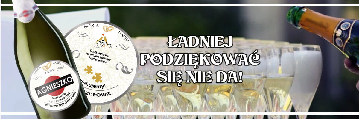 Etykieta personalizowana na Martini z podziękowaniem o Świadkowanie na Ślubie
