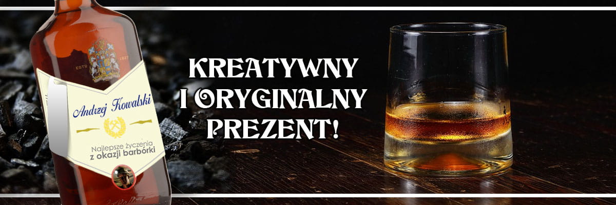 Prezent personalizowany na Barbórkę / dla górnika - etykieta Ballantines z imieniem, życzeniami i zdjęciem