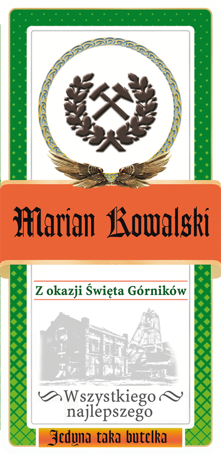 Prezent dla górnika - etykieta personalizowana Jager. na barbórkę