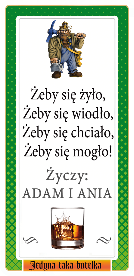 Prezent na Barbórkę - etykieta personalizowana Jager dla górnika