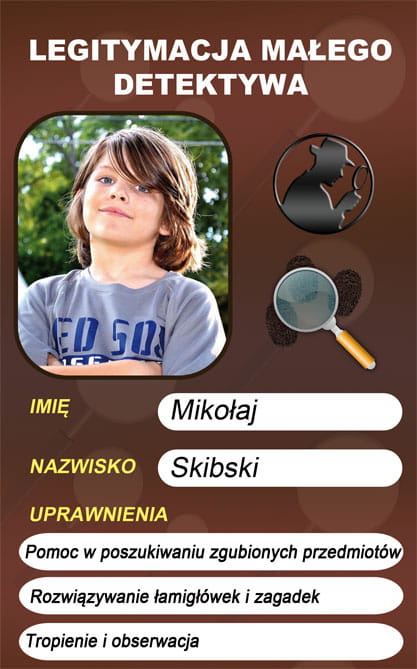 Personalizowana legitymacja małego detektywa