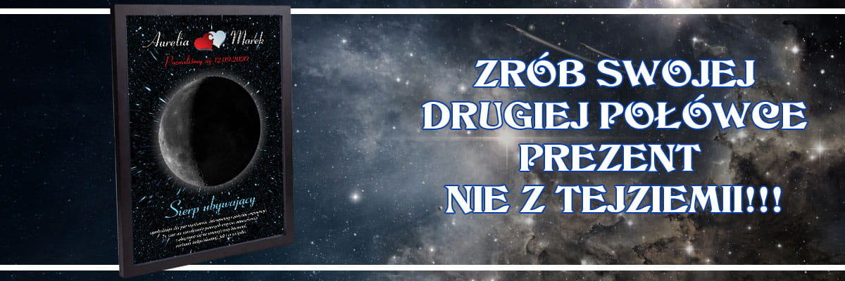 Prezent personalizowany dla niej i dla niego - plakat faza księżyca w stylowej ramce