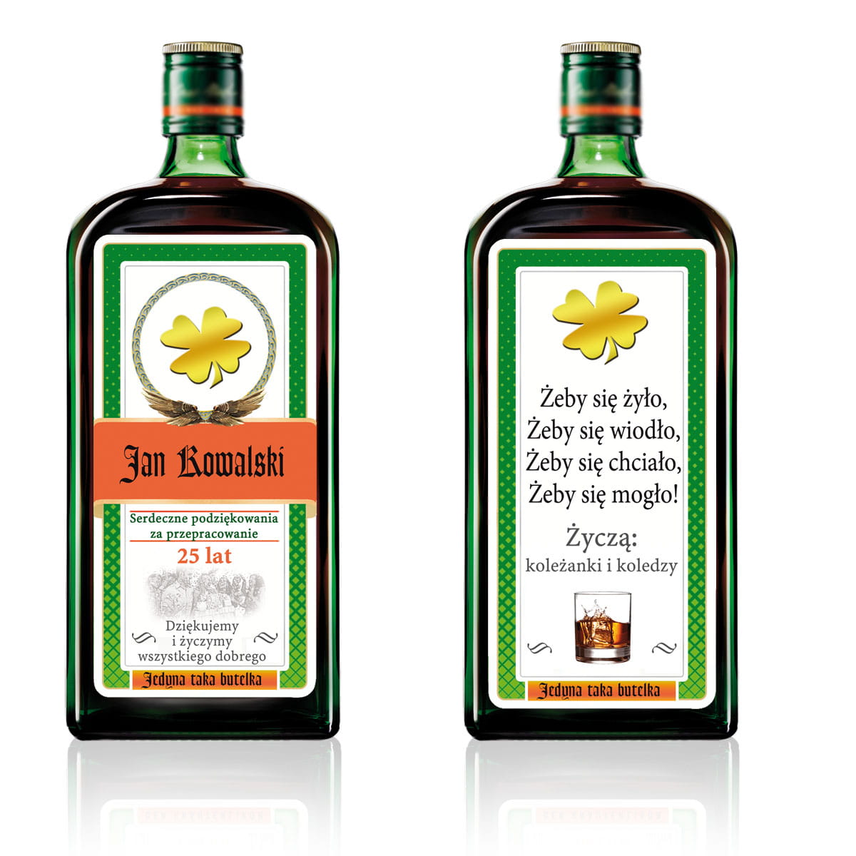 Personalizowana etykiety podziękowanie dla pracownika na butelkę Jagermeister