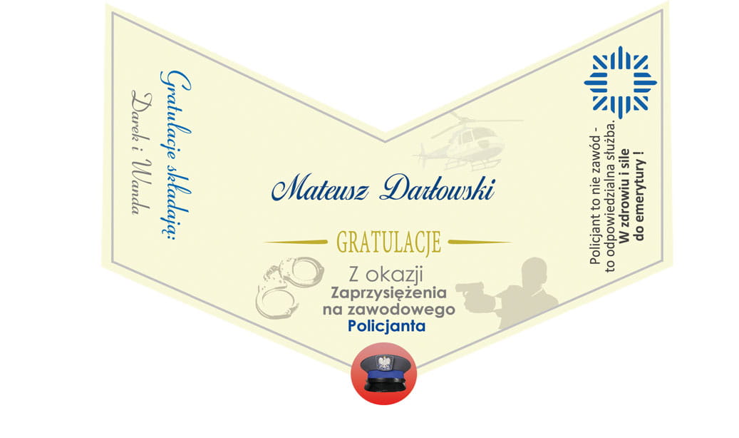 Personalizowana etykieta na ślugowanie dla Policjanta Ballantines